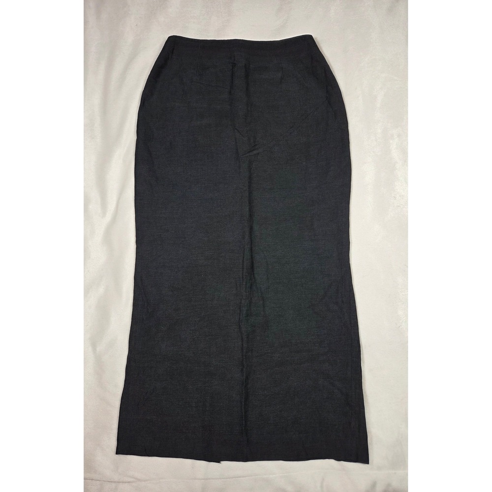 VTG 90s Liz Claiborne Collection Charcoal Silk Linen Blend Maxi Column Skirt